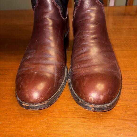 Vintage M.L. Leddy Custom Handmade Black Leather Cowboy Boots Men’s Size 9.5C main image 4